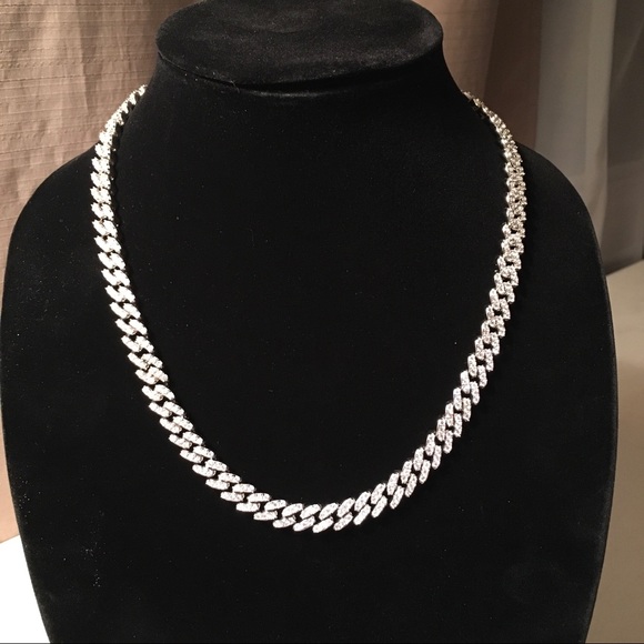 Stainless Steel Diamond Miami Cuban 20in 8mm - Picture 1 of 5